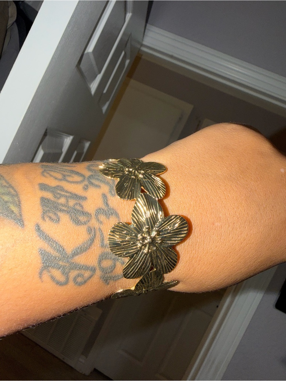 Gold Floral Link Bracelet - Women Jewelry